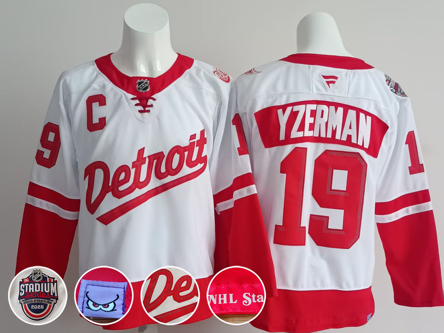 Men Detroit Red Wings #19 Yzerman White 2025 Fanatics Home Premium NHL Jersey->detroit red wings->NHL Jersey